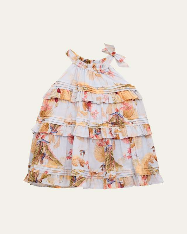 Girl's Rhiannon Floral-Print Tiered Dress, Size 1-12